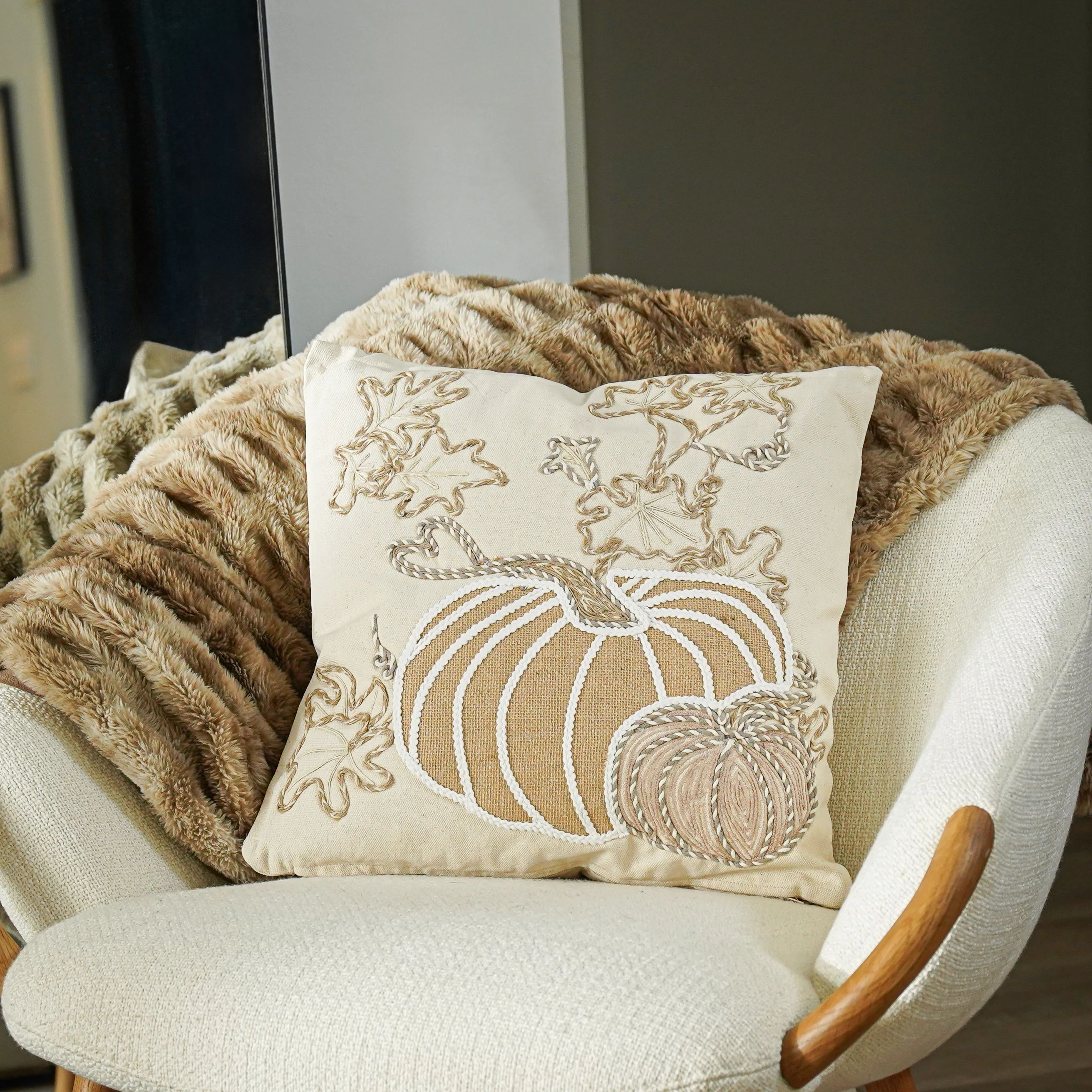 Pumpkin Embroidered Pillow | MJHome