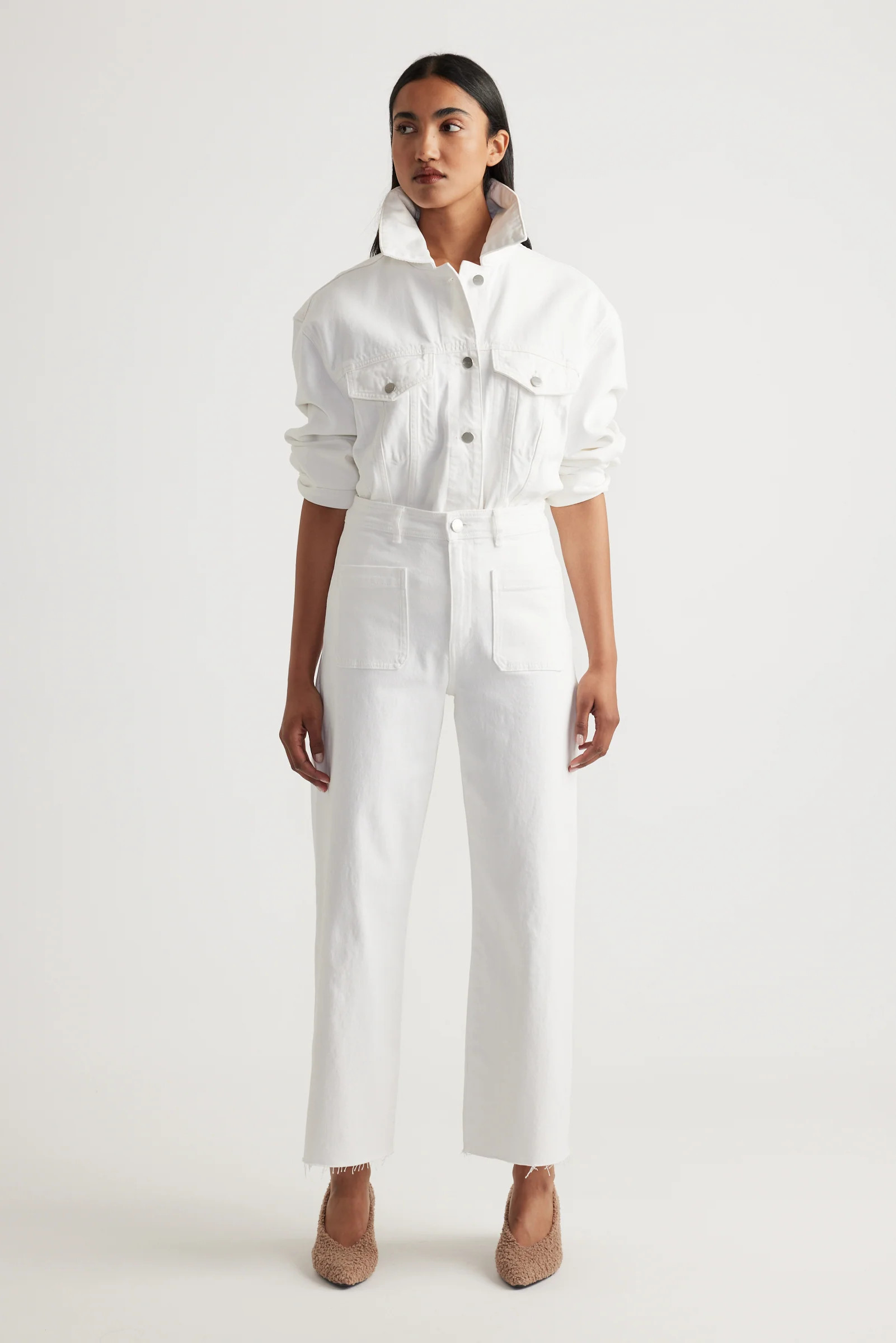 Darcy Cropped Wide Leg Jean - Warm White | DECJUBA