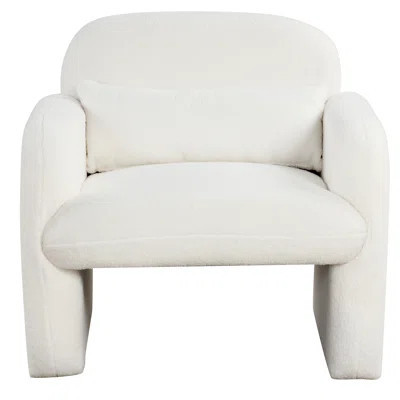 Modern Accent Chair Sherpa Fabric Upholstered Armchair w/ Waist Pillow | Wayfair North America