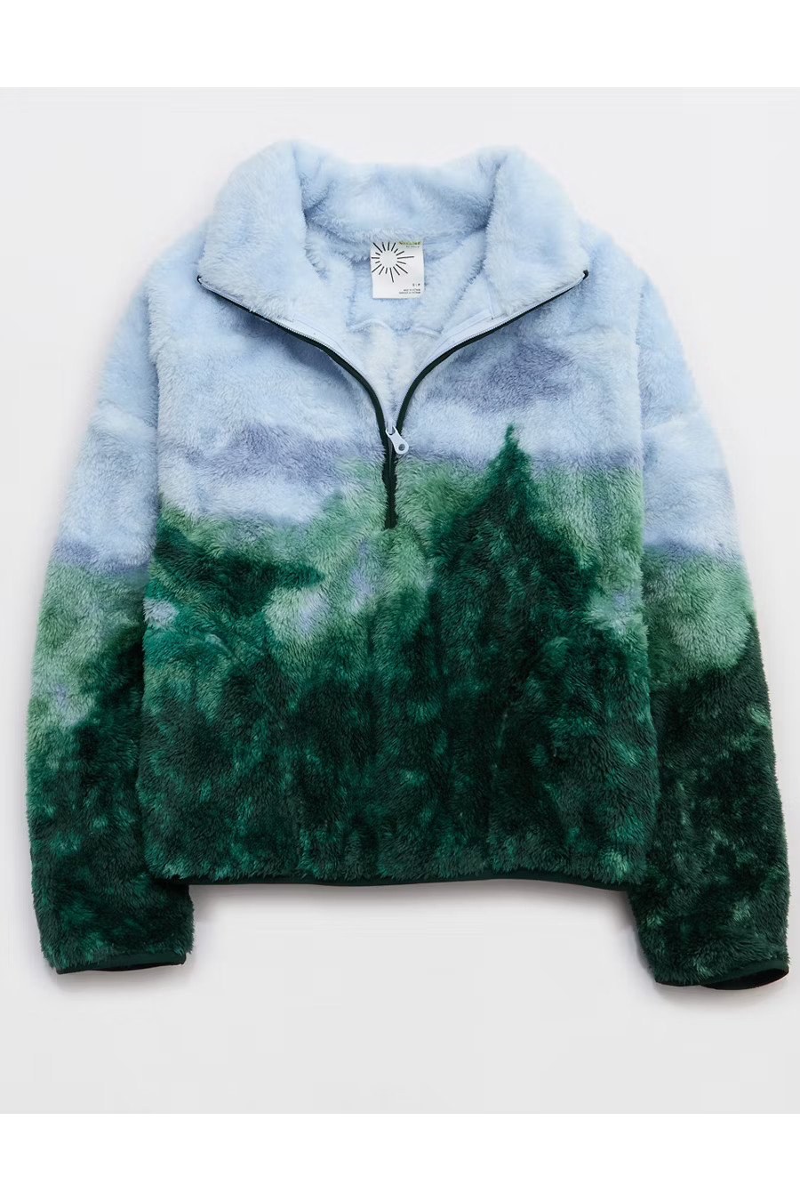 OFFLINE By Aerie Sherpa Quarter Zip Jacket Women's Mystical Green XS | Aerie