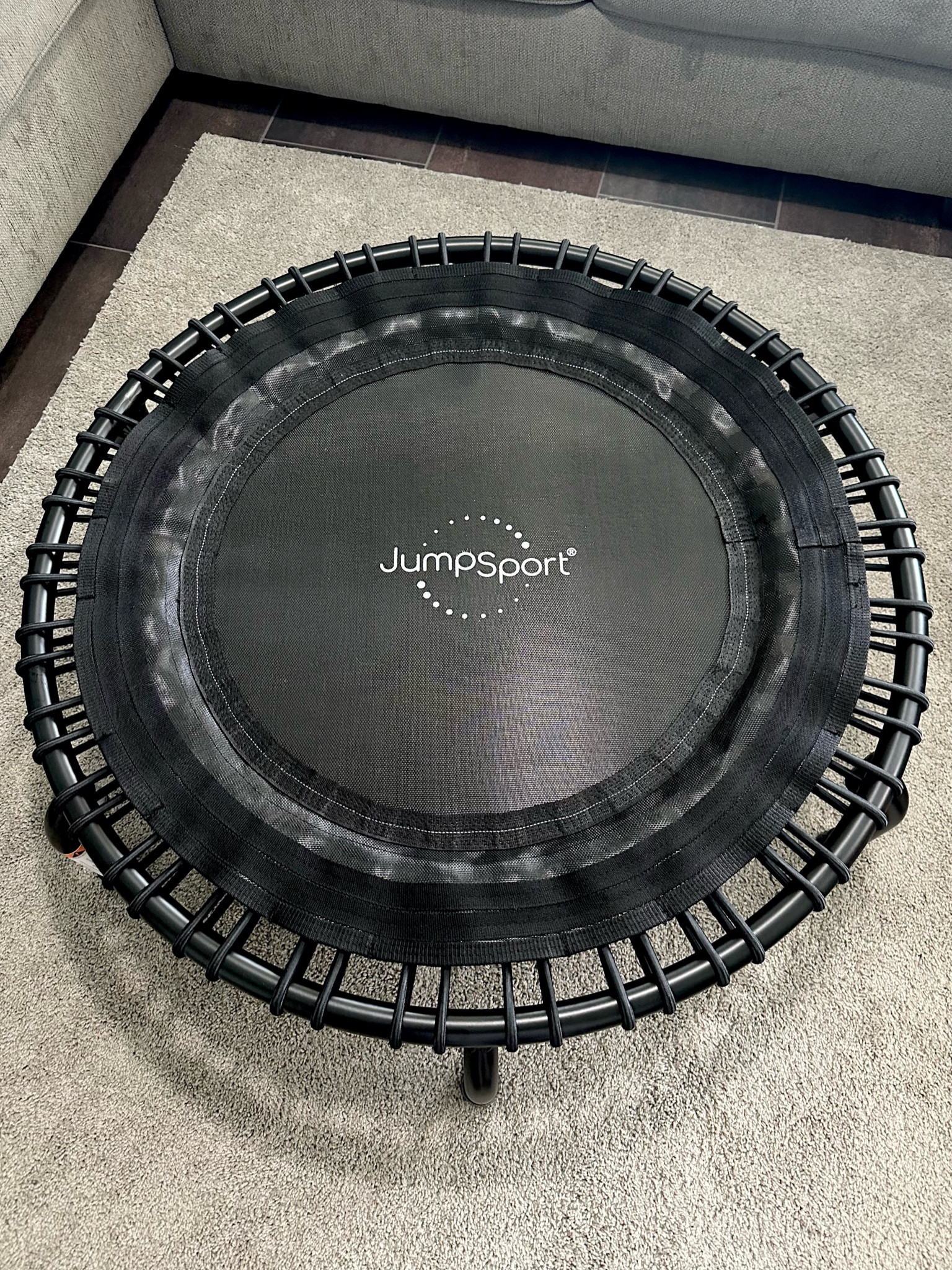 Replaced our coffee table downstairs with a trampoline!! 🤩 
It was the One thing I asked for for Christmas ♥️♥️
I absolutely love it and have already used it a couple times! 
#amazon #jumpsport #trampoline #indoortrampoline #rebounding 

#LTKActive #LTKHome