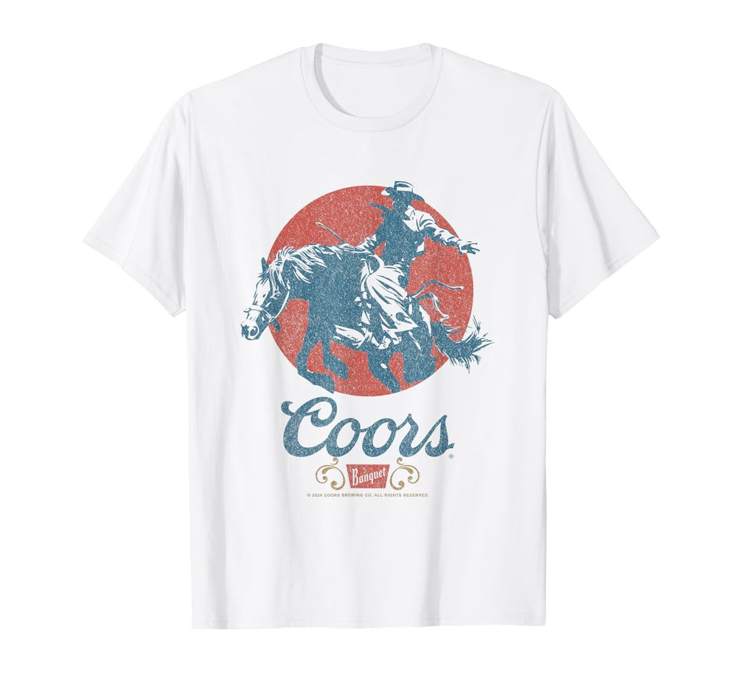 Coors Longhorn Banquet Vintage Rodeo Label T-Shirt | Amazon (US)