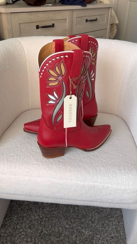 Red summer cowgirl boots - 11 inch shaft works for my wide calves!

#LTKshoecrush