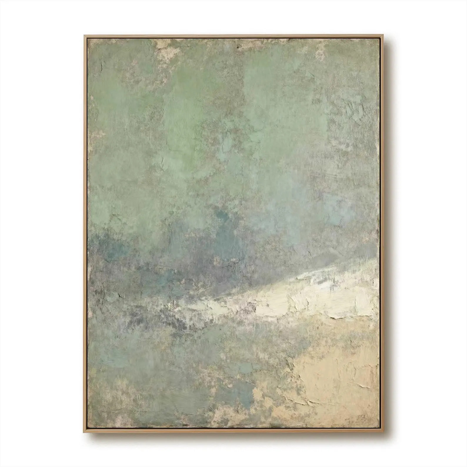 Original Hand-Painted Green and Beige Abstract Art - Textured Wall Decor for Contemporary Interio... | Etsy (US)