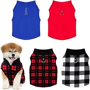 Pedgot 4 Pieces Dog Clothes Dog Jacket with Leash Ring Warm Dog Sweatshirt Polar Fleece Dog Vest ... | Amazon (US)
