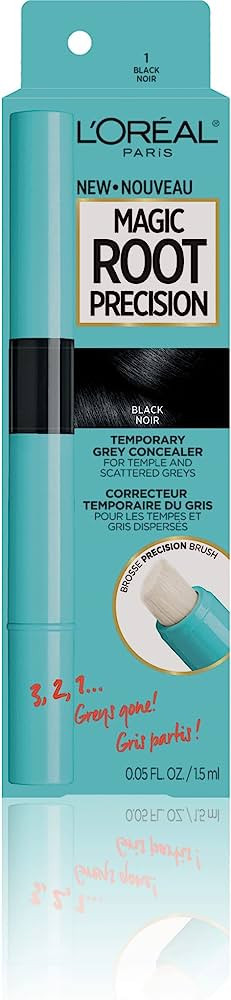 L'Oreal Paris Magic Root Precision Temporary Gray Hair Color Concealer Brush, 1 Black, 0.05 fl; o... | Amazon (US)