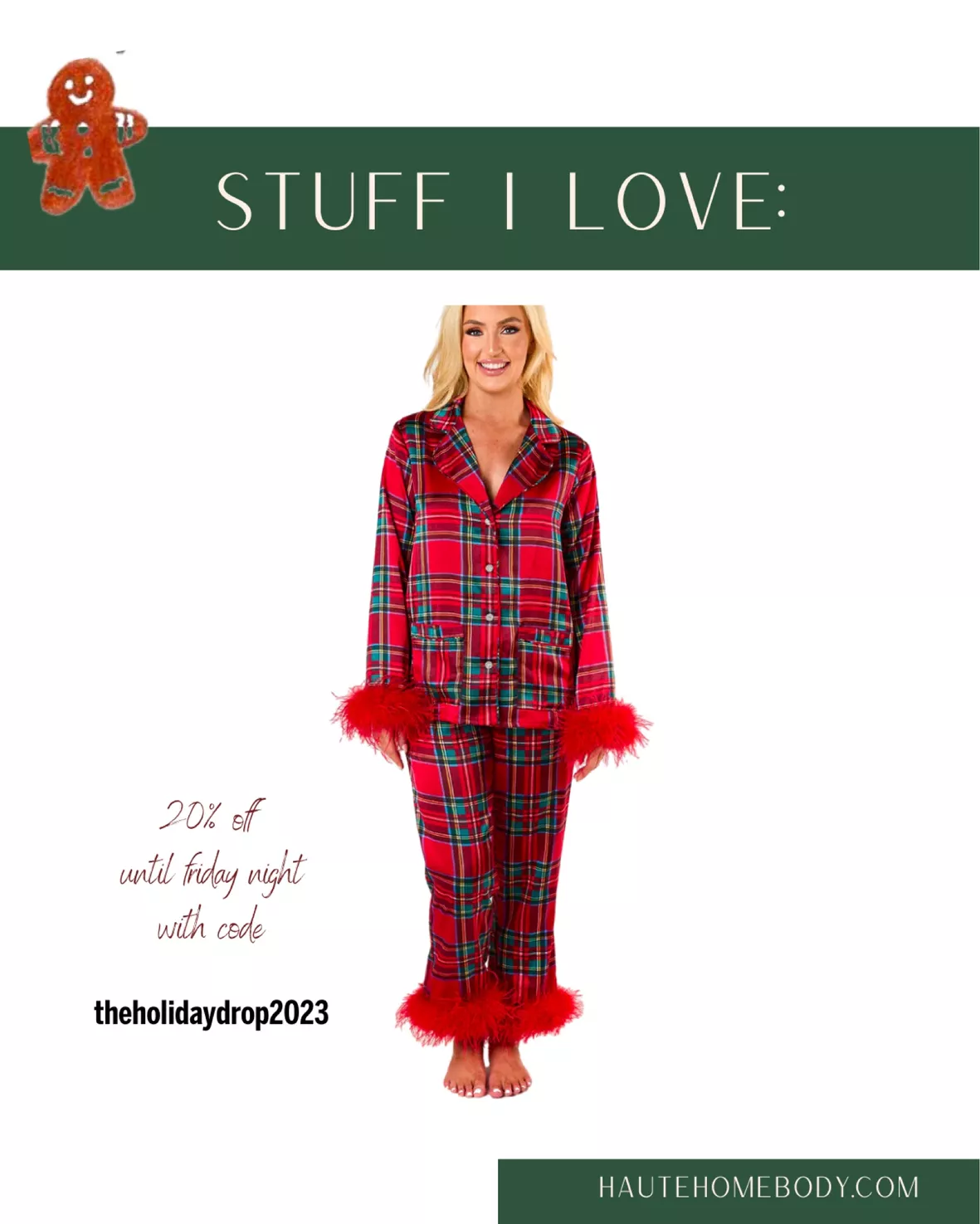 Christmas Holiday Red Plaid Feather Pajamas