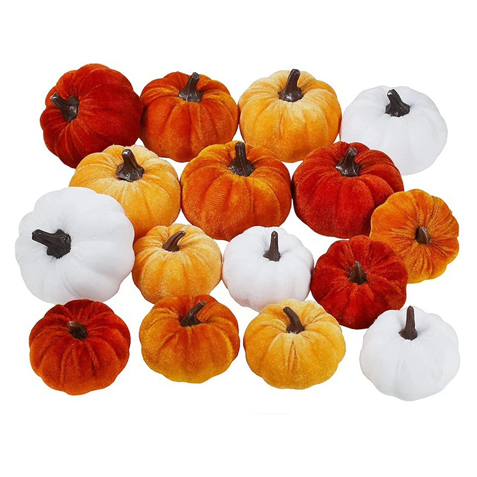 Mini Velvet Pumpkins, Fake Artificial Pumpkins Fall Harvest Small Pumpkins for Home Thanksgiving ... | Walmart (US)
