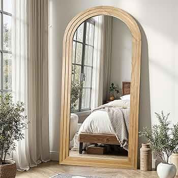 Delma Wood Arched Full Length Mirror,55x24 Farmhouse Wall Mounted Floor Mirror with Stand, Vertic... | Amazon (US)