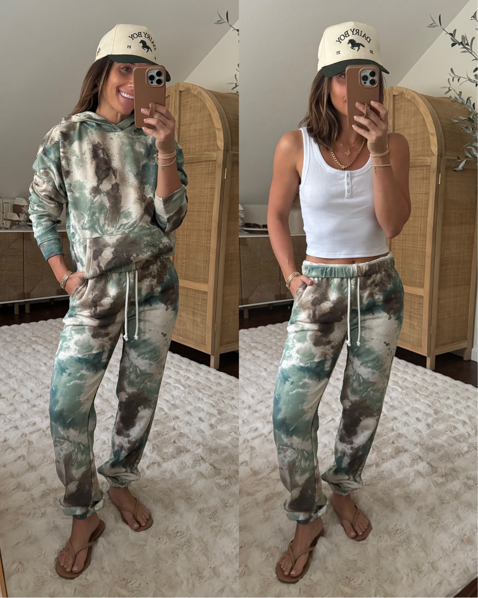 Sweatpants size XS
Sweatshirt size XS
Tank size small
Sandals size 7 wide 

#comfy #sweatpants #lounge #laurabeverlin 

