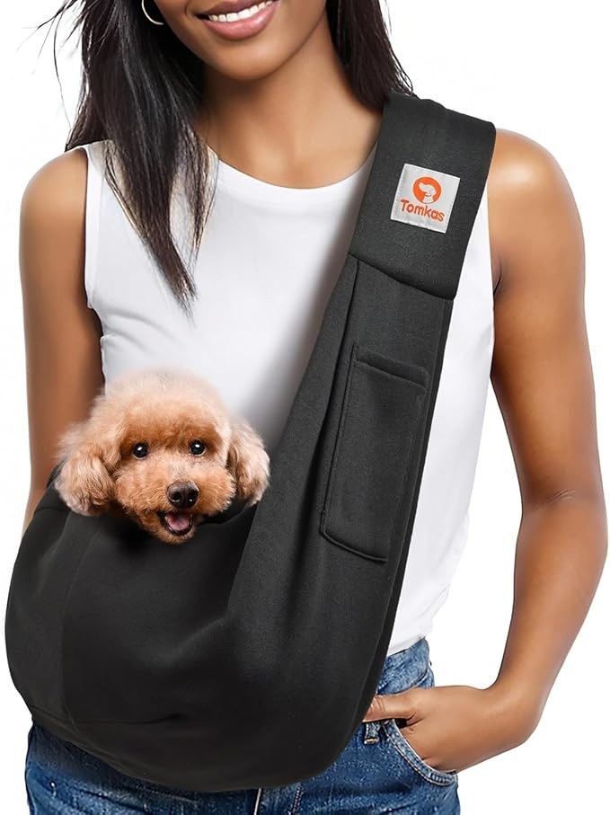 Tomkas Small Dog Sling Carrier - Classic Pocket & Classic Strap - for 3-10 lbs Pets(Black) | Amazon (US)