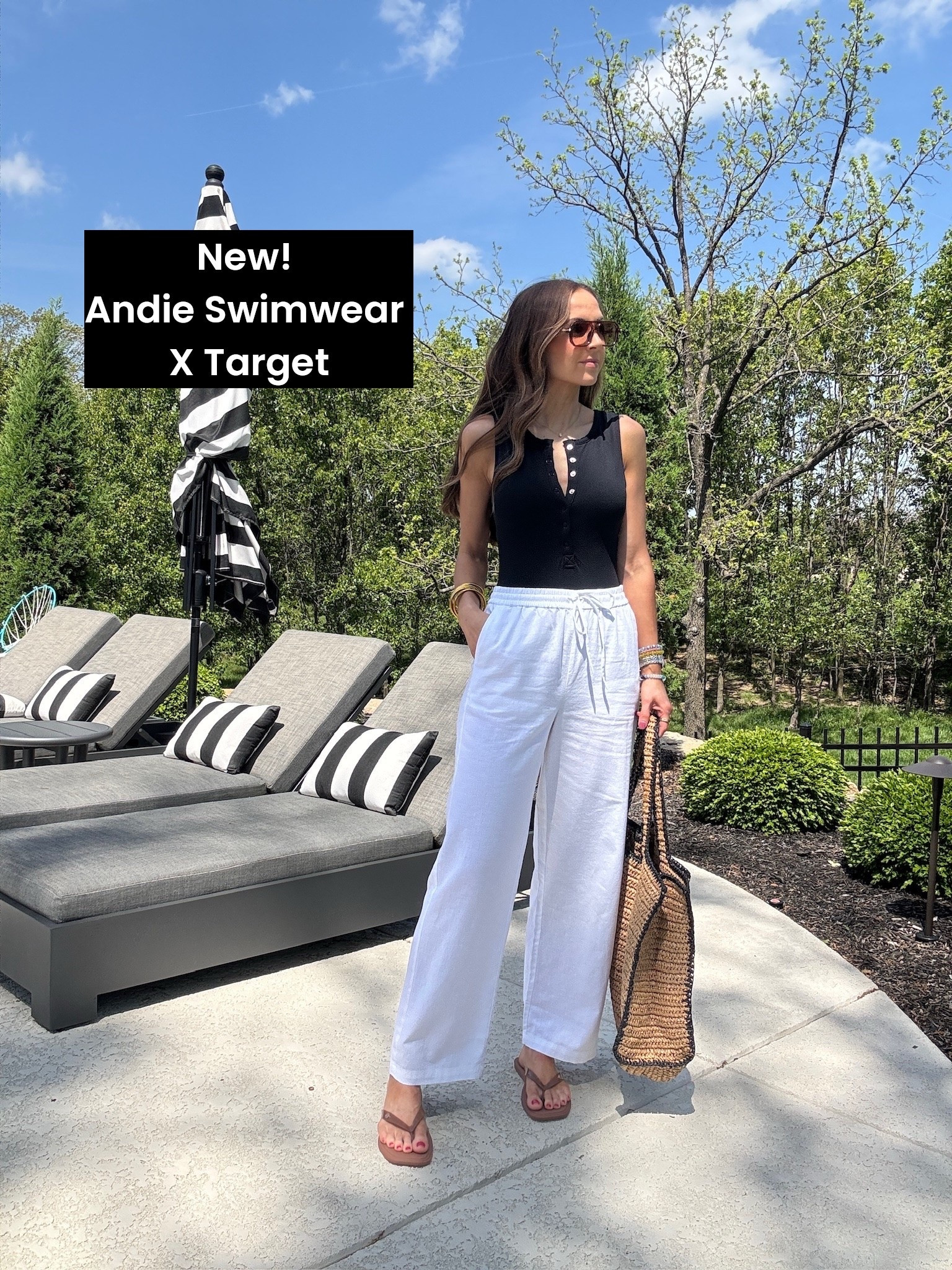 Paired the new @Andie Swim x @Target suit with @jcrew pants we know and love in white! 

#LTKSwim