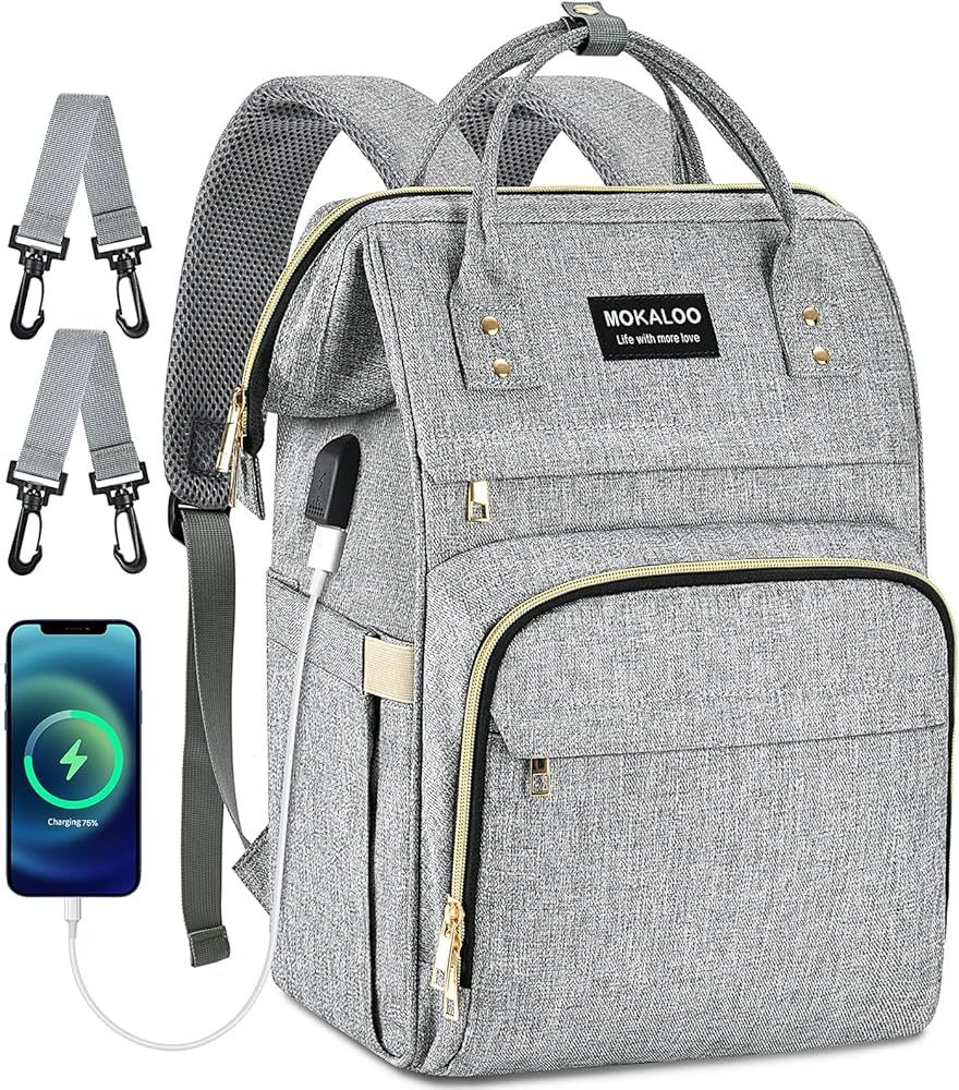 Mokaloo Diaper Bag Backpack, Large Baby Bag for Boys & Girls,Travel Backpack with USB Charging Po... | Amazon (US)