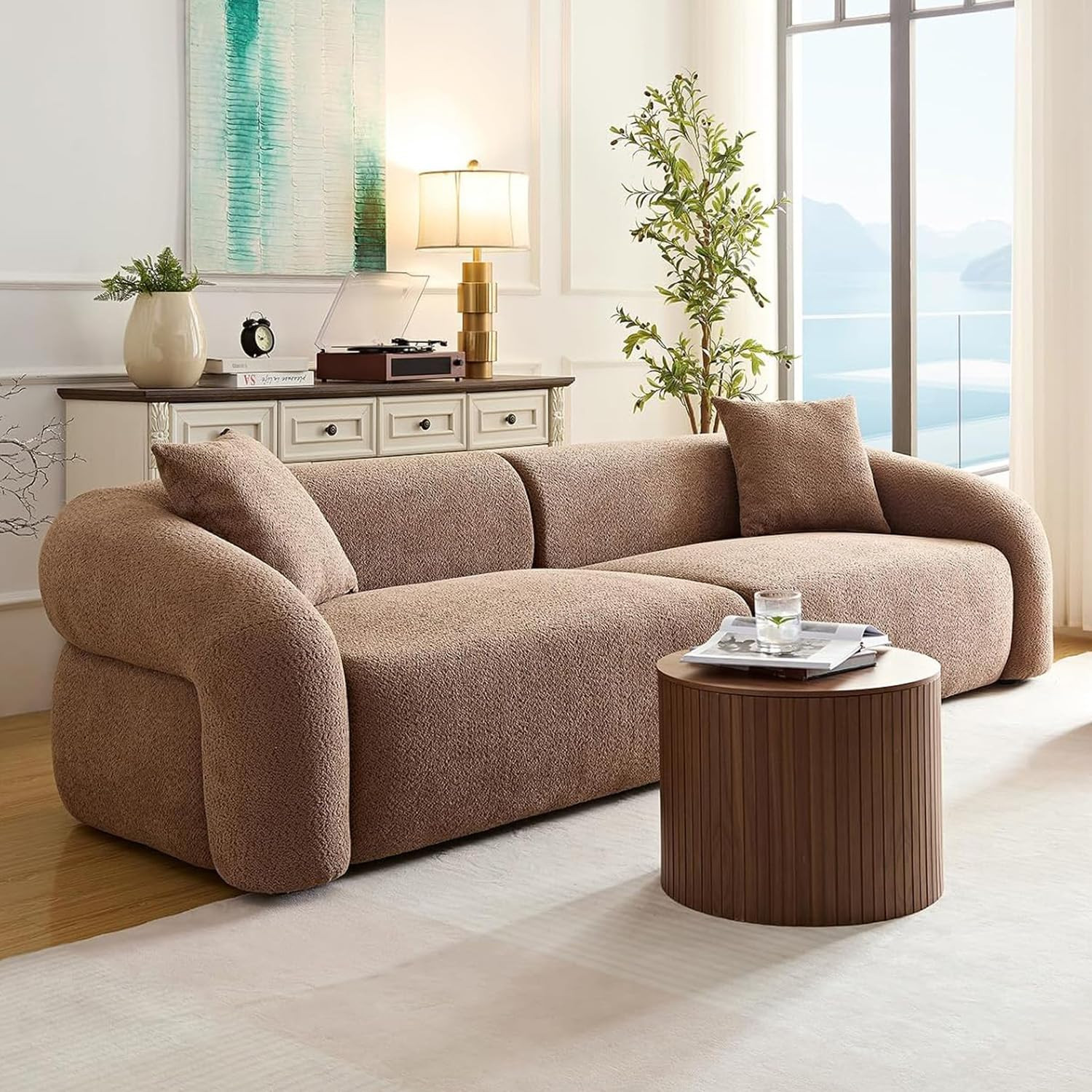 103" Curved Sofa Modern Couch, Luxury 3 Seater Minimalist Sofas, Upholstered Boucle Loveseat Modu... | Amazon (US)