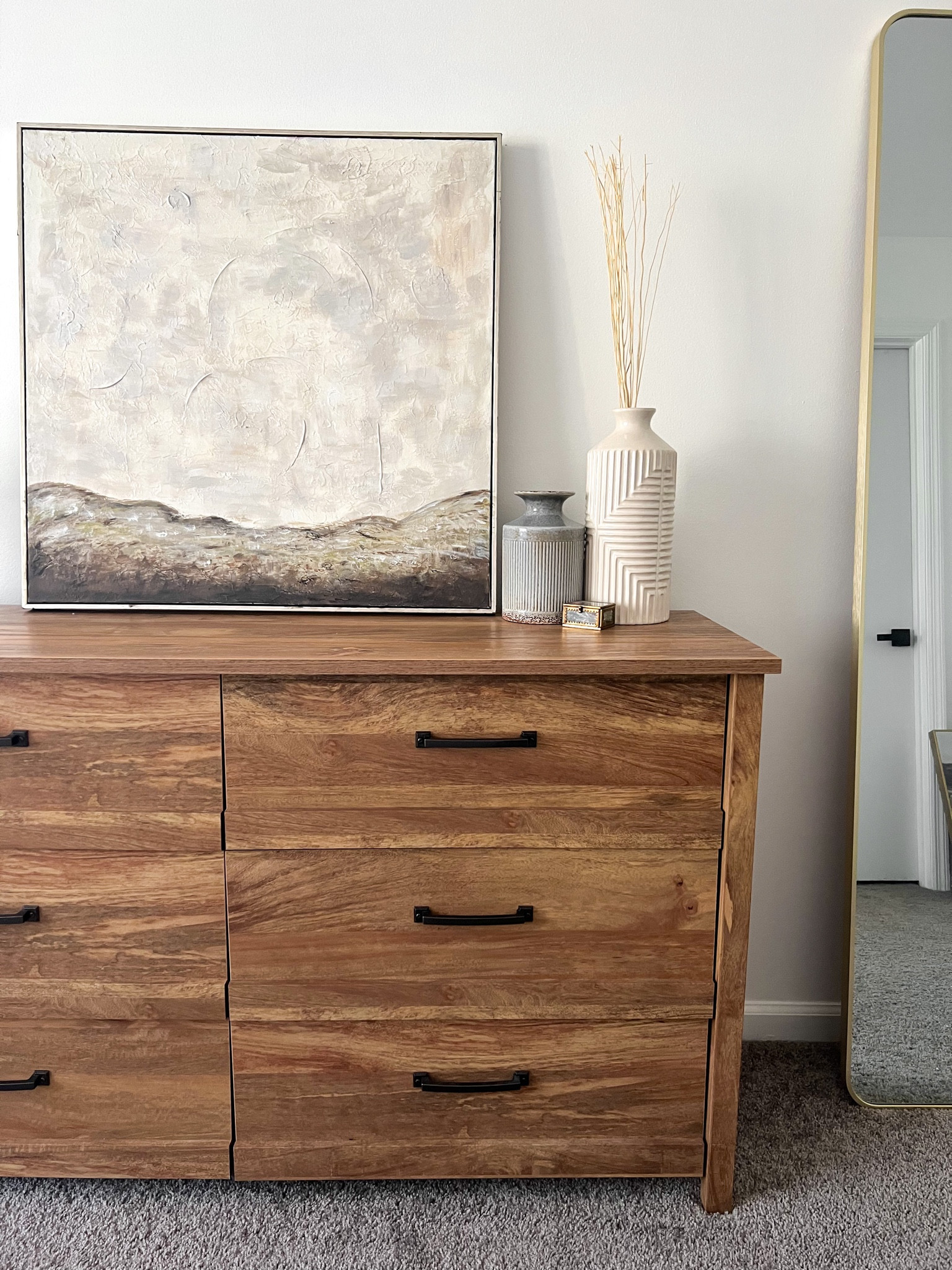 Affordable bedroom dresser from Amazon under $300🏡 I think I’m going to change out the handle pulls on this piece but overall pleased for the price. It does lean more red/pink toned than the website showed so keep in mind if ordering. The painting above I did myself but I linked the inspiration piece below!🤍
Amazon furniture
6 drawer dresser
Bedroom dresser
Wooden dresser

#LTKstyletip #LTKfamily #LTKhome