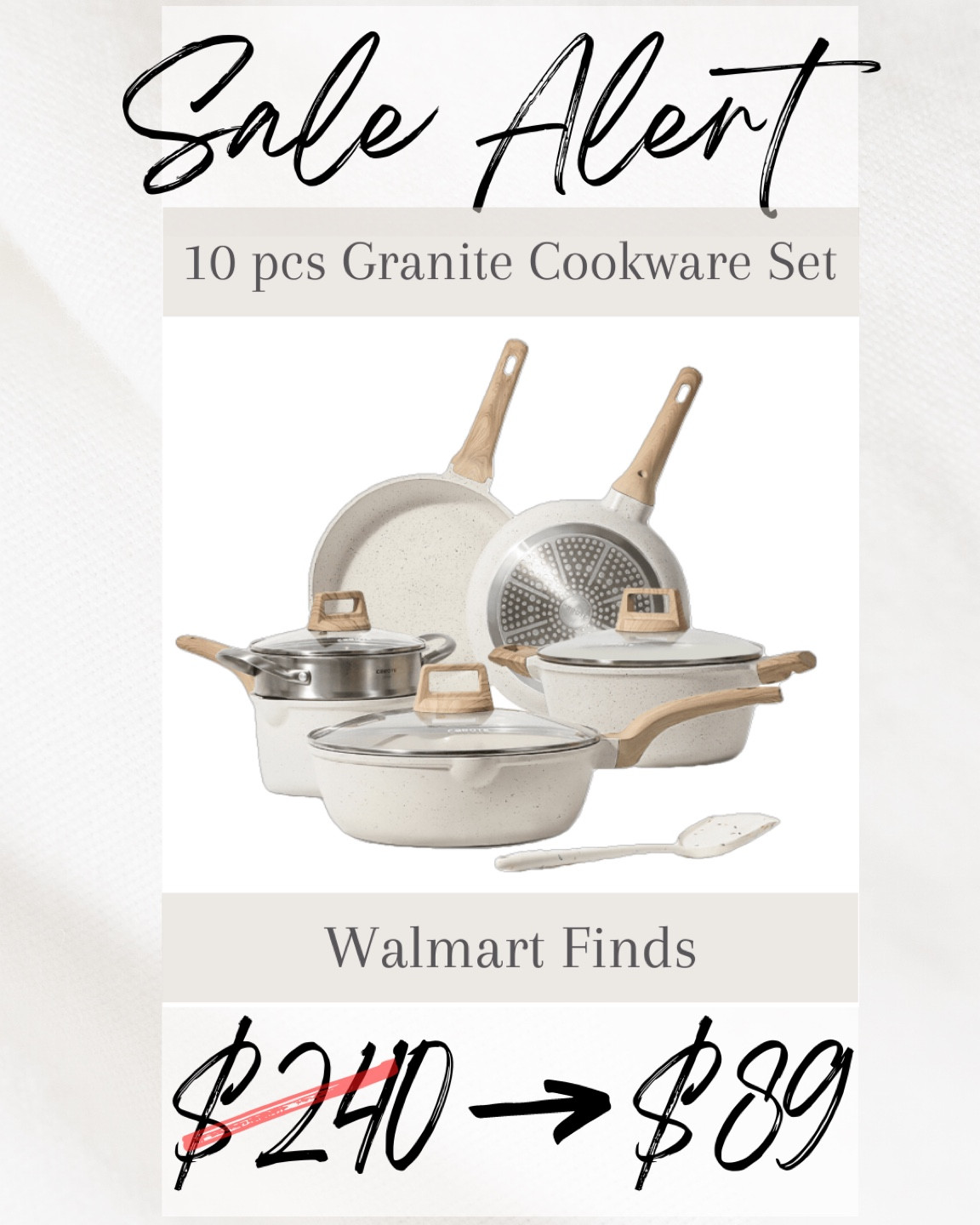 Just ordered this beautiful white granite ten piece cookware set! Loving the speckled white design with wooden handles! Kitchen must haves, pots and pans, on sale, kitchenware

#LTKhome #LTKSale #LTKunder100