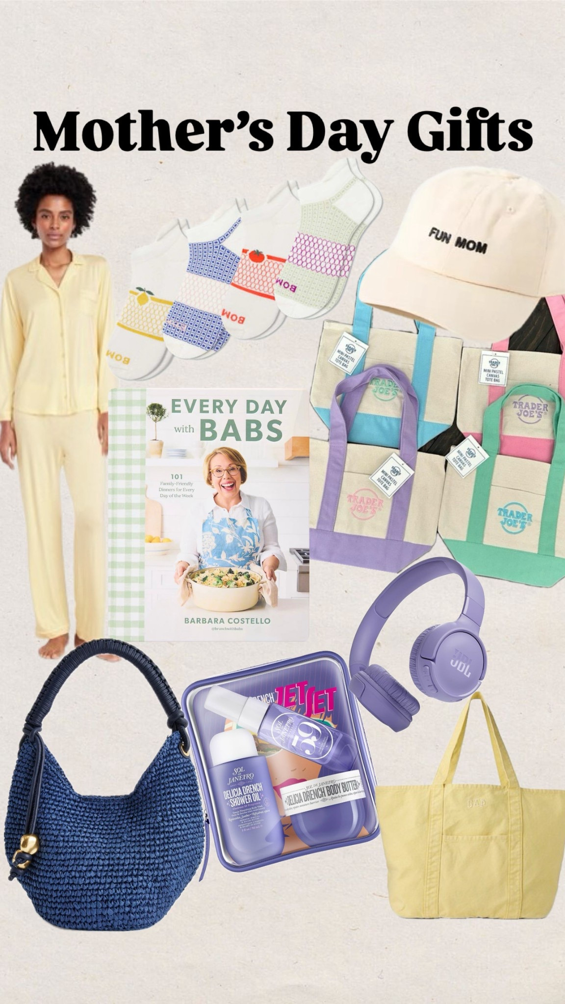 Mother’s Day gifts
Pajamas
Old navy
Cookbook
Trader Joe’s
Tote bag
Beach bag
Gap
Madewell
Beauty
Socks
Bombas

#LTKFindsUnder50 #LTKGiftGuide #LTKFindsUnder100