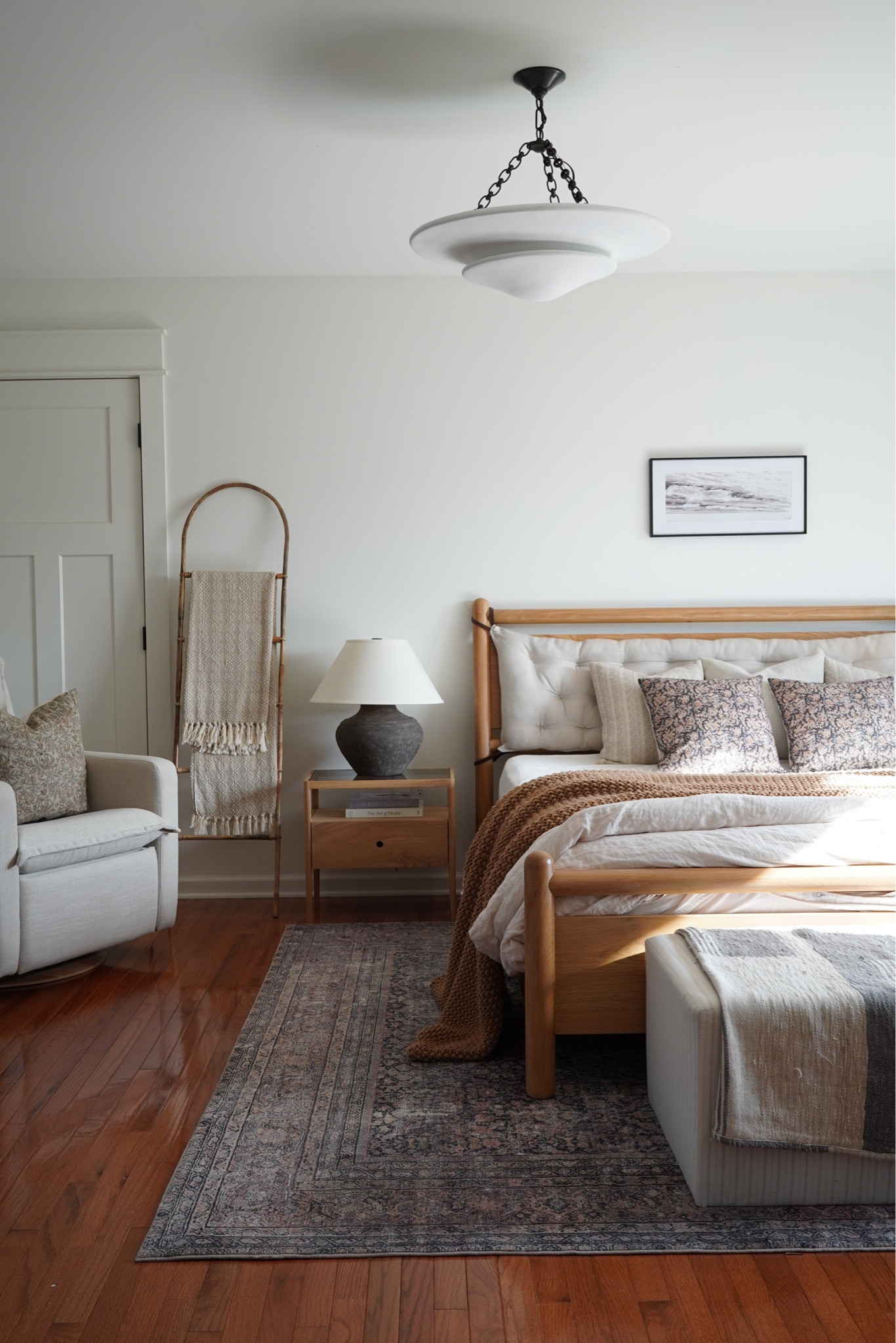 Love these designer lamps! Calabria table lamp, crate and barrel Solano bed, Flynn recliner 