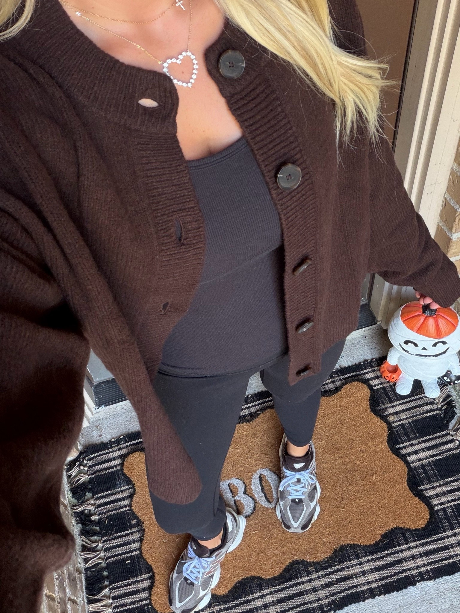 Fall outfit 
Small cardigan 
Align leggings size 4
New balance tts

#LTKootd