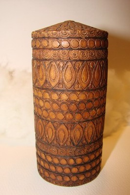 VINTAGE CARVED WOODEN TREENWARE BOX JAR CONTAINER WITH LID | eBay US
