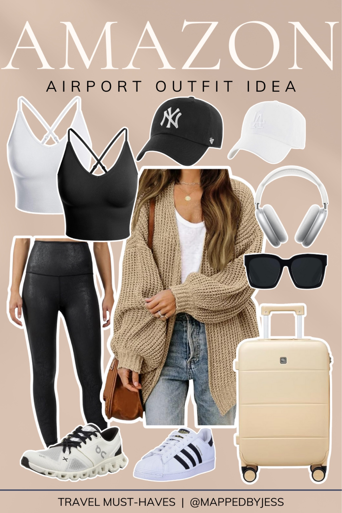 Wondering what to wear at the airport or on the plane? This cute and comfortable airport outfit idea from Amazon is perfect for you! ✈️

[neutral outfit, comfortable outfit for plane, tan cardigan, khaki cardigan, beige cardigan, light brown cardigan, camel cardigan, black leggings, white workout top, black workout top, tan carry on suitcase, stylish travel day outfit, amazon fashion, amazon influencer, found it on amazon, amazon travel essentials, amazon travel favorites, amazon travel finds, simple outfit idea for traveling, road trip outfit idea, black and white outfit, black white and tan outfit, black and camel, 2023 fall outfit idea, amazon fall finds 2023] 

#LTKfindsunder50 #LTKstyletip #LTKtravel