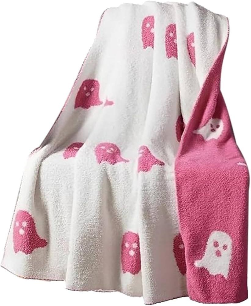 2024 Halloween Pink Ghost Blanket Flannel Reversible Super Soft Blanket Throw for All Seasons Bla... | Amazon (US)