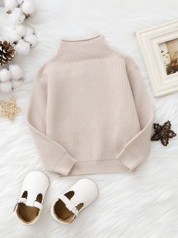 Baby Mock Neck Ribbed Knit Sweater | SHEIN