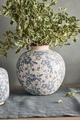 Floral Print Ceramic Vase, Large | Anthropologie (US)