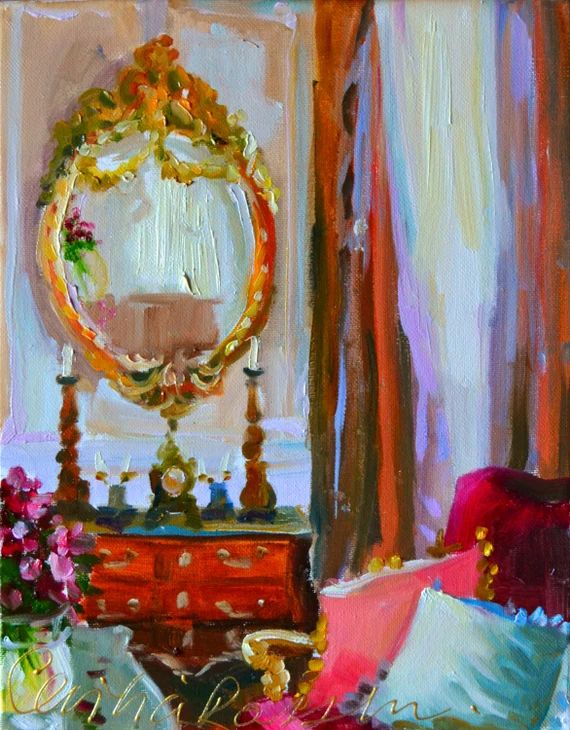 Colorful Interior of MIROIR D'OR | Vibrant Interior Painting by Cecilia Rosslee | Etsy (US)