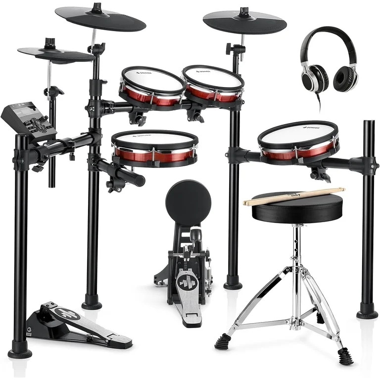 Donner Electric Drum Sets for Adults Updated Mesh Heads, 10'' Snare, 10'' Tom3, 12'' Crash, 450+ ... | Walmart (US)