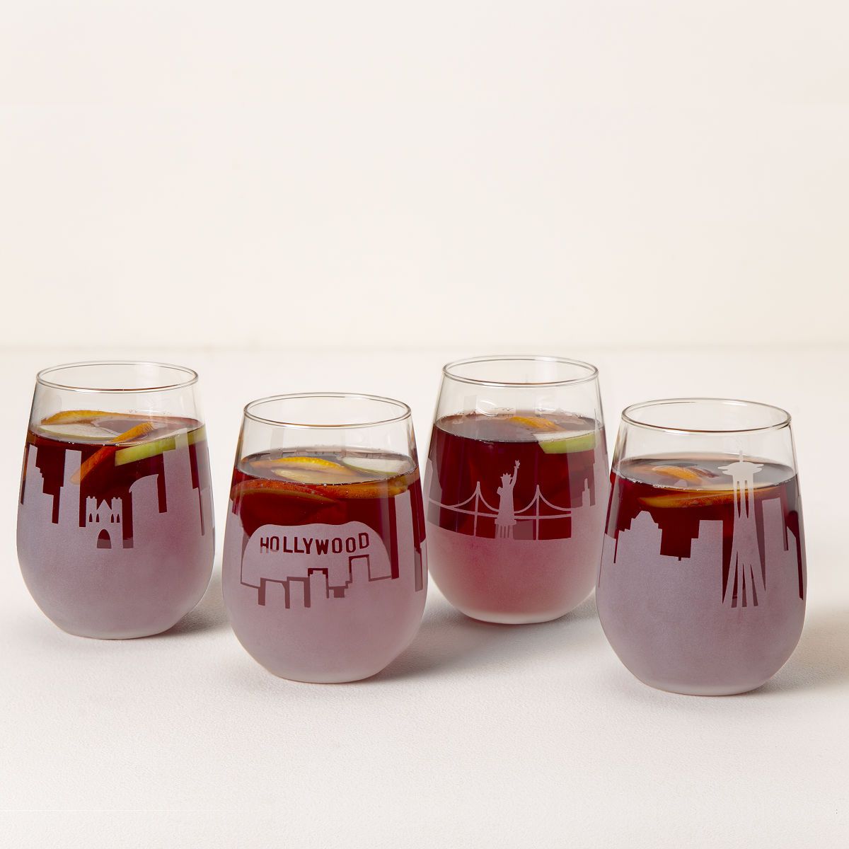 Etched Skyline Wine Glass | UncommonGoods