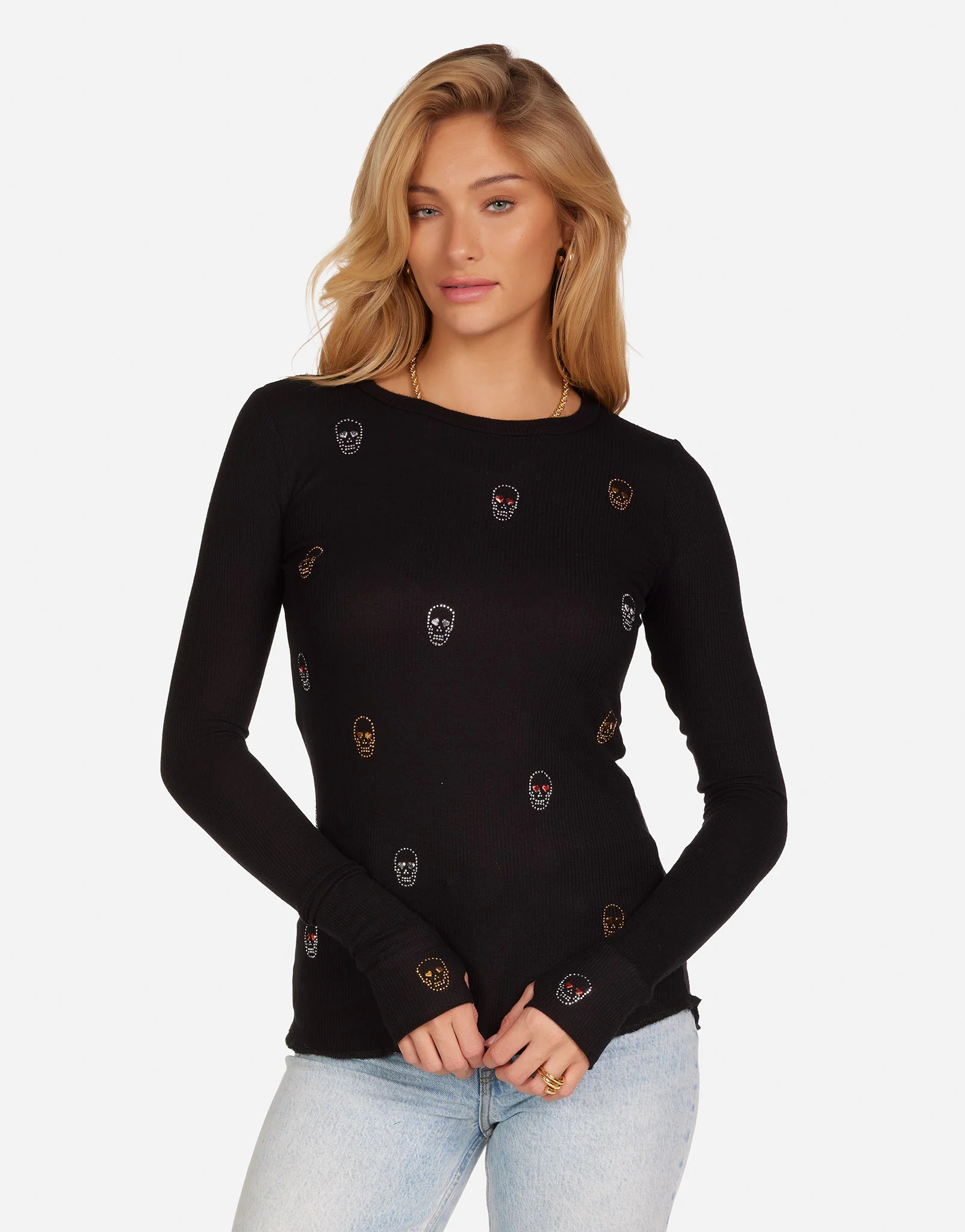 Stud Heart Eye Skulls L/S Thermal in Black | McKinley by Lauren Moshi | Lauren Moshi