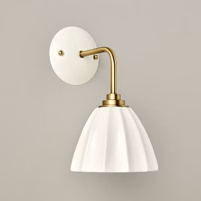 Fluted Ceramic Sconce White/Gold - Hearth & Hand™ with Magnolia | Target