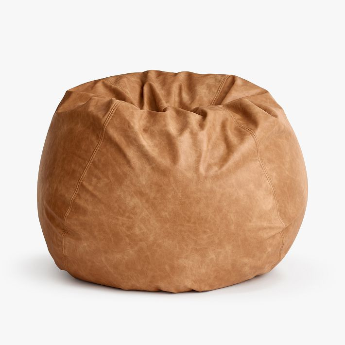 Faux Leather Caramel Bean Bag Chair Slipcover Only | Pottery Barn Teen