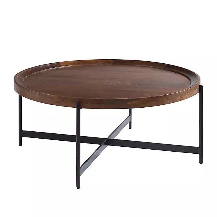 Acacia Wood Round Tray Top Coffee Table | Kirkland's Home