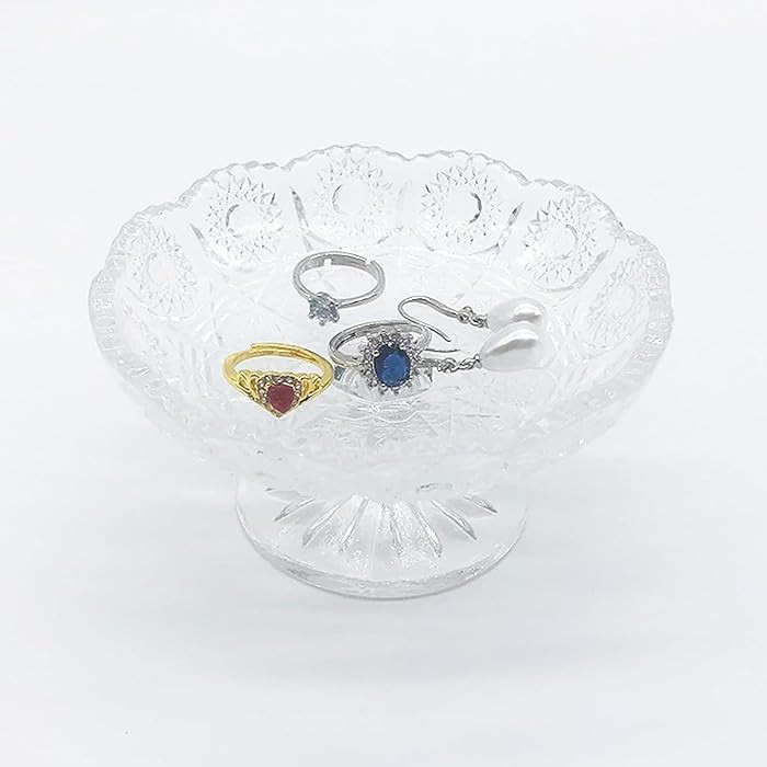 Small Flower Ring Dish Jewelry Tray, Glass Jewelry Dish, Crystal Ring Holder Jewelry Plate Dish, ... | Amazon (US)