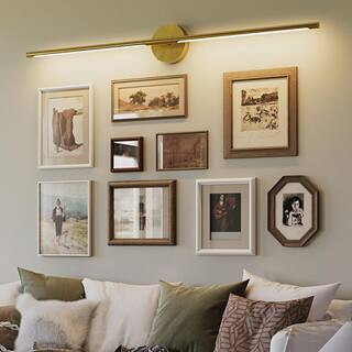 Morauroral 40 in. Brushed Gold Rechargeable Battery Operated Wall Sconce (Set of 2) 360° Rotatab... | The Home Depot