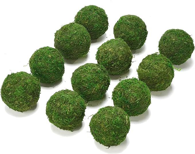 Qingbei Rina 12 PCS/2.4’’ Green Moss Ball,Natural Hanging Decorative Balls,Bowl Vase Fillers ... | Amazon (US)