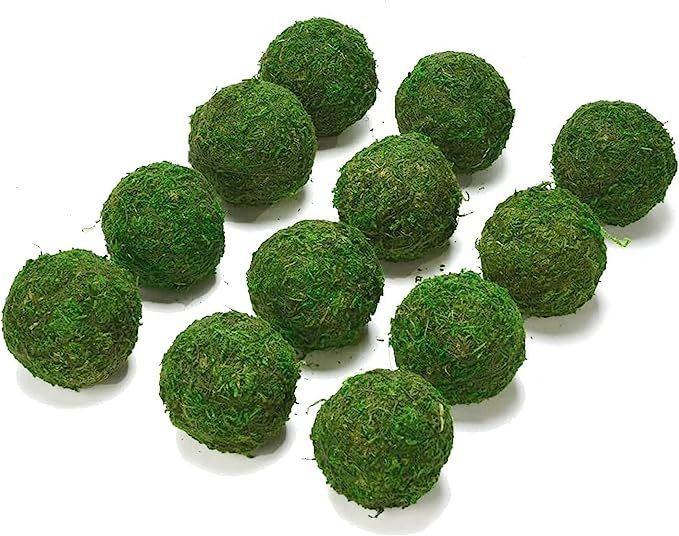 Qingbei Rina 12 PCS/2.4’’ Green Moss Ball,Natural Hanging Decorative Balls,Bowl Vase Fillers ... | Amazon (US)
