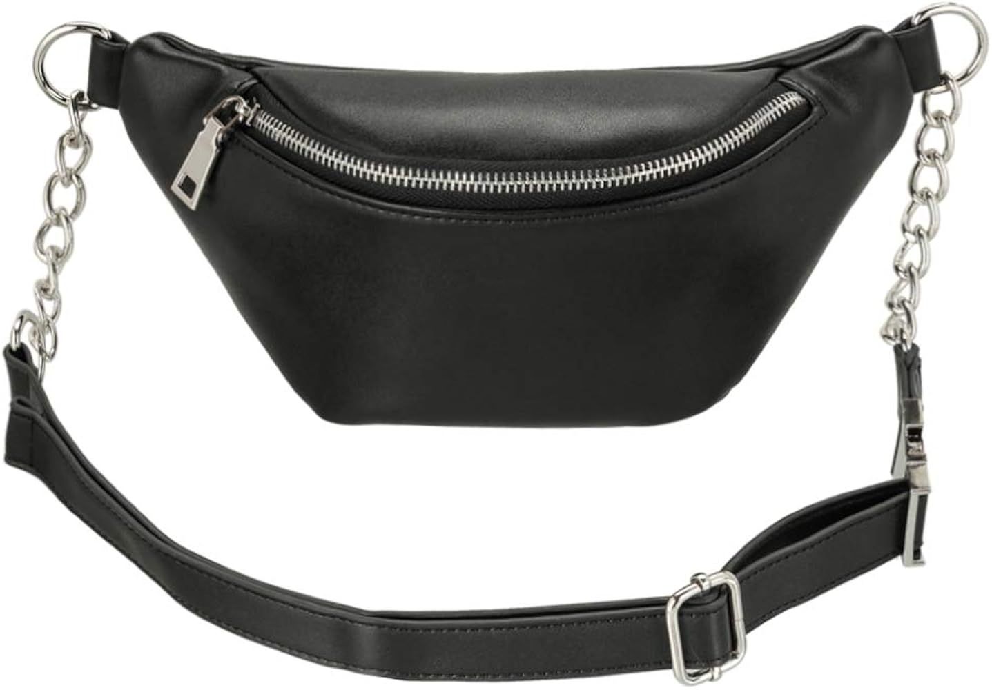 Amazon.com | Fashion RFID Leather Waist Fanny Pack Chest Bag Phone Purse with Metalic Chain for W... | Amazon (US)