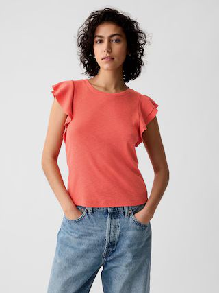 Essential Rib Flutter Sleeve Shirt | Gap (US)