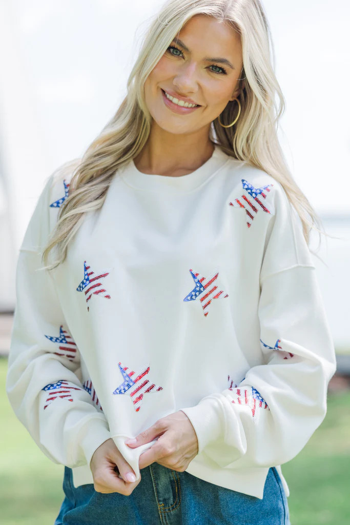 It's Your Day White Star Pullover | The Mint Julep Boutique