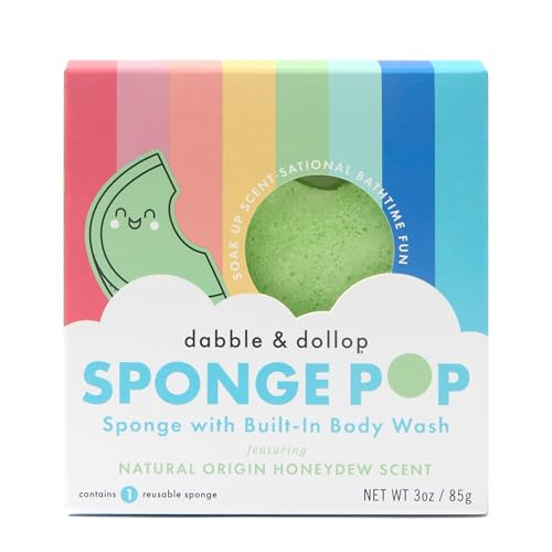 Dabble & Dollop Sponge Pop™ Kids Bath Sponge with Built-in Body Wash - Natural Origin Honeydew Scent, Super-Soft & Biodegradable, Reusable Sponge for Bath Time Fun | Amazon (US)