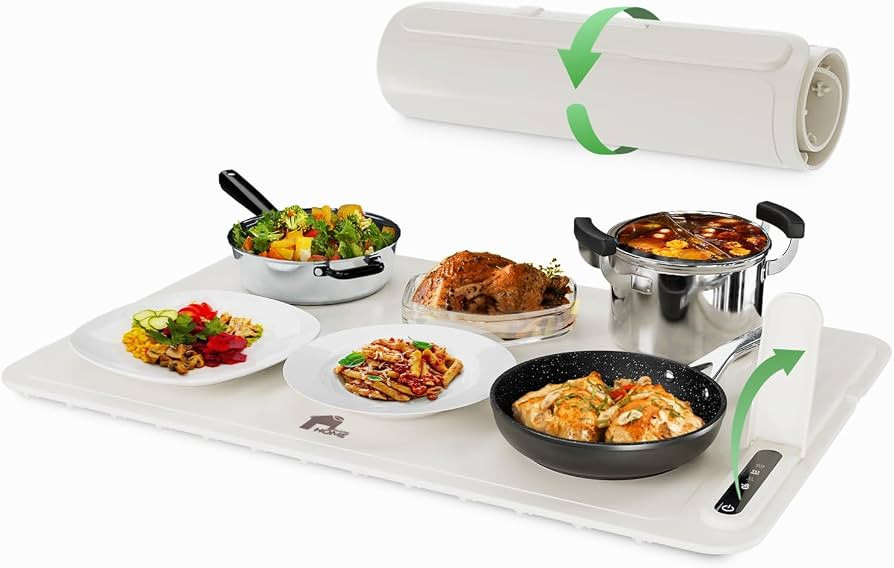 Electric Warming Tray - Full Surface Electric Powered Food Warming Mat - Fast Heating, Rollable &... | Amazon (US)