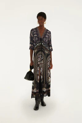 Daniela Short Sleeve Ruffled Maxi Dress, DANIELA BLACK / L | FarmRio (US)