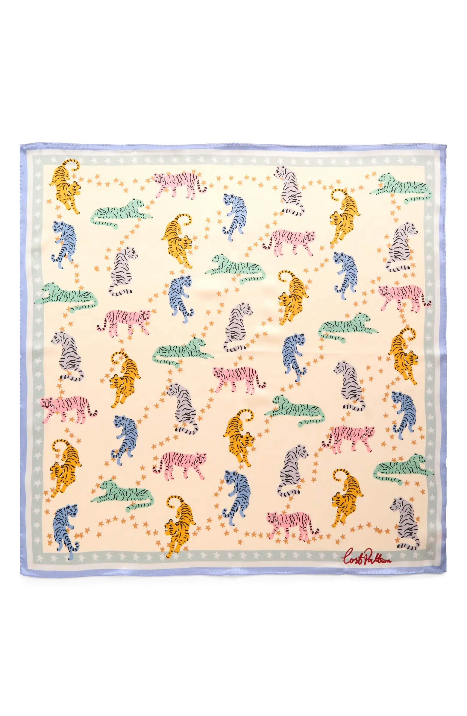 Lost Pattern Neon Tigers Silk Square Bandana | Nordstrom | Nordstrom