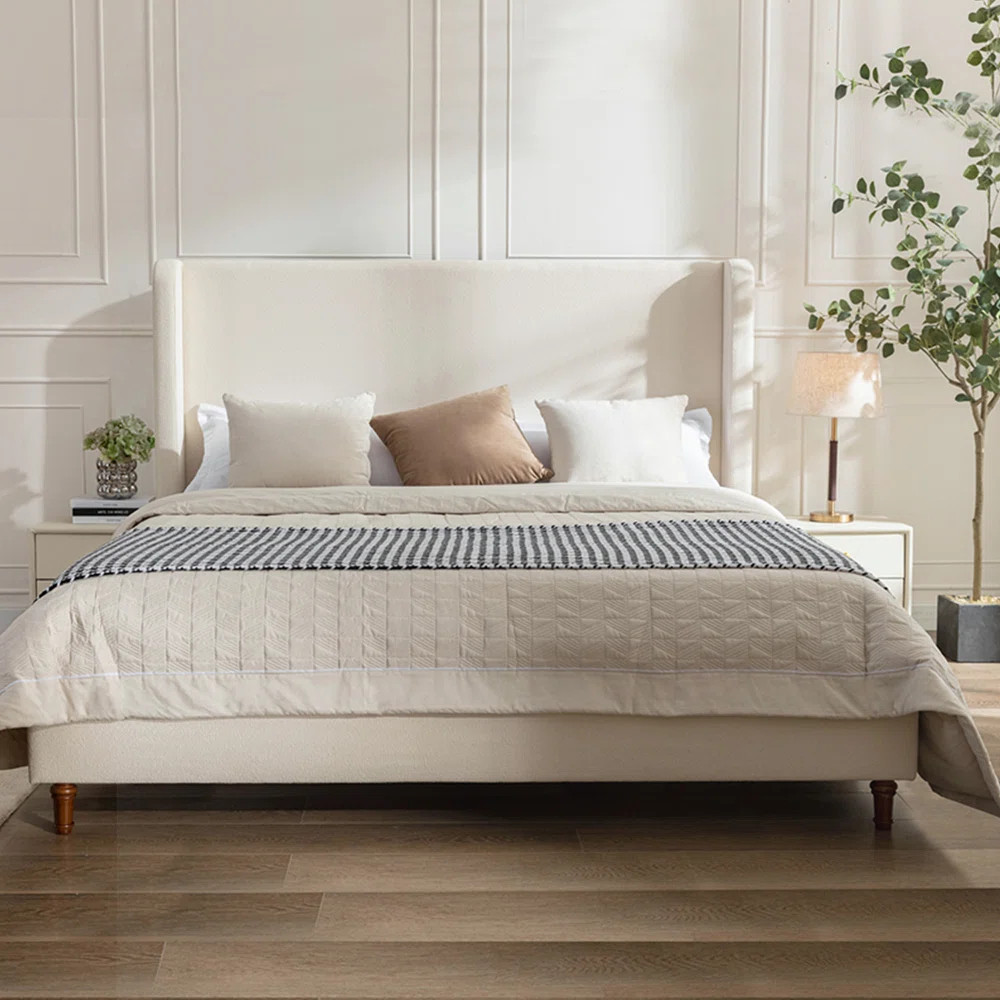 Mozter Boucle  Upholstered Wingback Bed | Wayfair North America