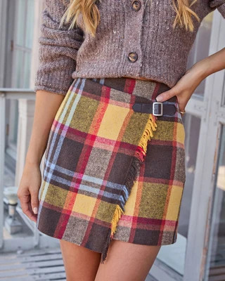 Ronah Plaid Mini Skirt NAVY COMBO / L | VICI