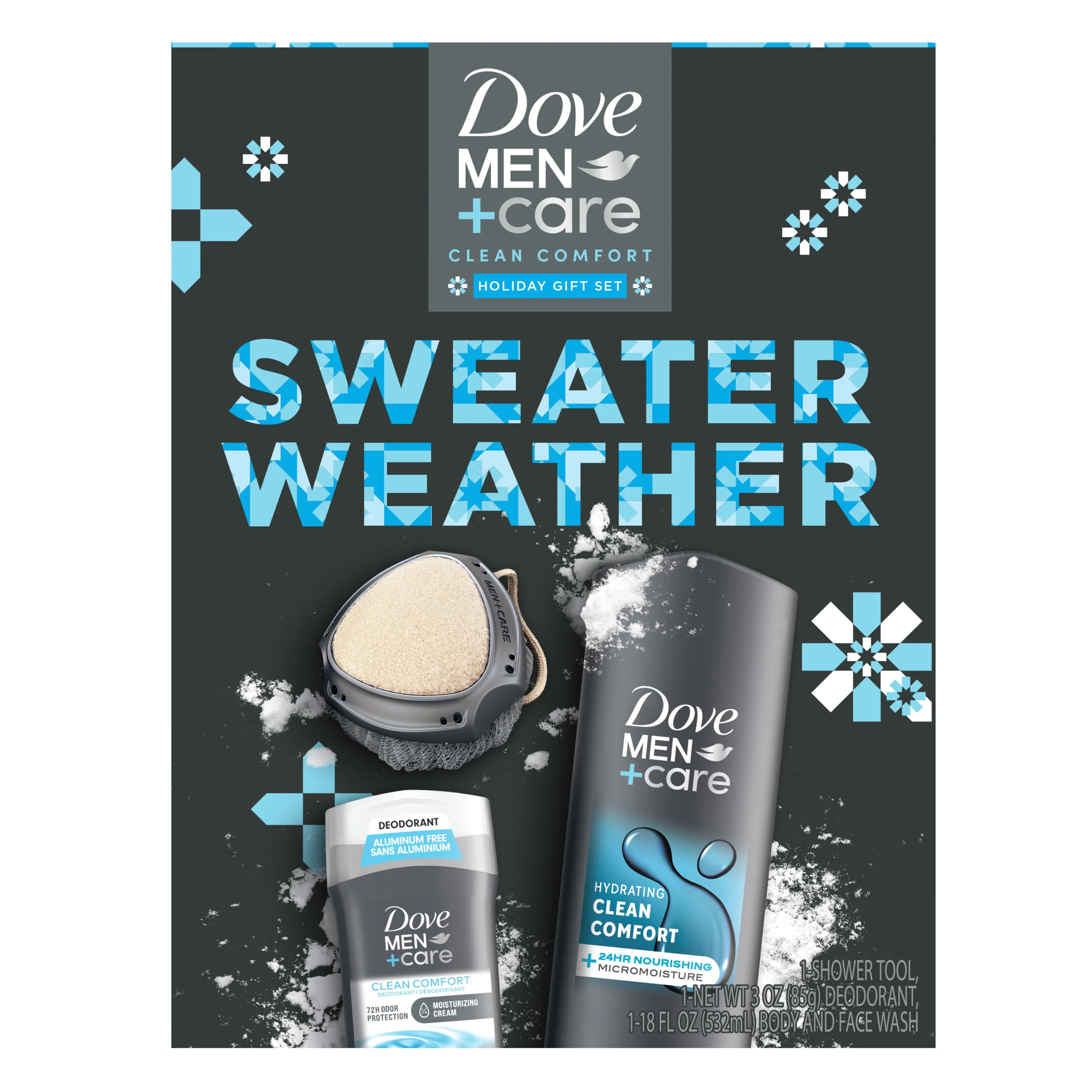 Dove Men+Care Clean Comfort Men's Holiday Gift Set Body + Fash Wash Deodorant Stick & Shower Tool... | Walmart (US)