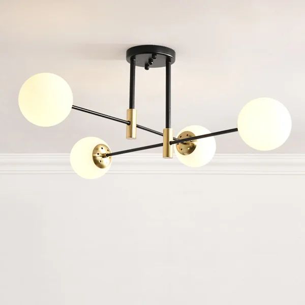 Sputnik Semi Flush Mount Ceiling Light With Sphere Opal Glass | Wayfair Professional